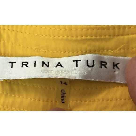 Trina Turk Sz 14 Arlean Yellow Gold Chain Tie Tassel 184305 Slvls On Seam Pkts - Picture 5 of 9